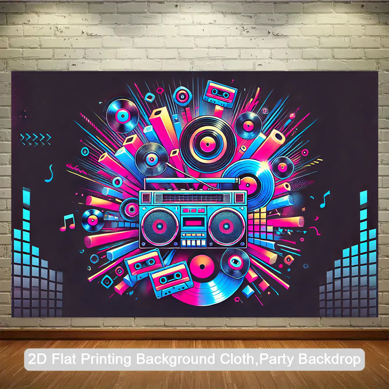 Audio Music Background - 2D flat design, 1-piece packaging. Retro