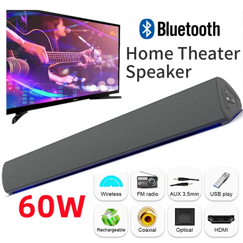 Audio Music Center - 60W Wireless TV PC Soundbar Bluetooth