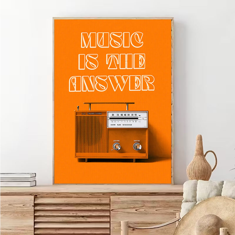 Audio Music Background - Vintage Radio Wall Art Frameless Canvas