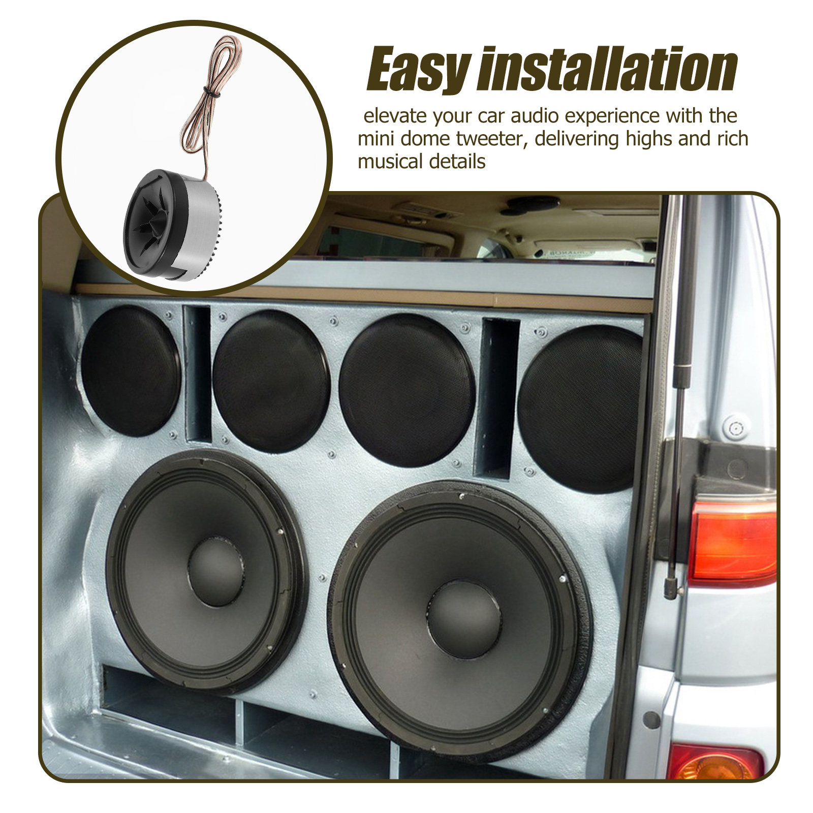 Audio Music Enhancer Free - 1Pair External Mini Dome Car Tweeters