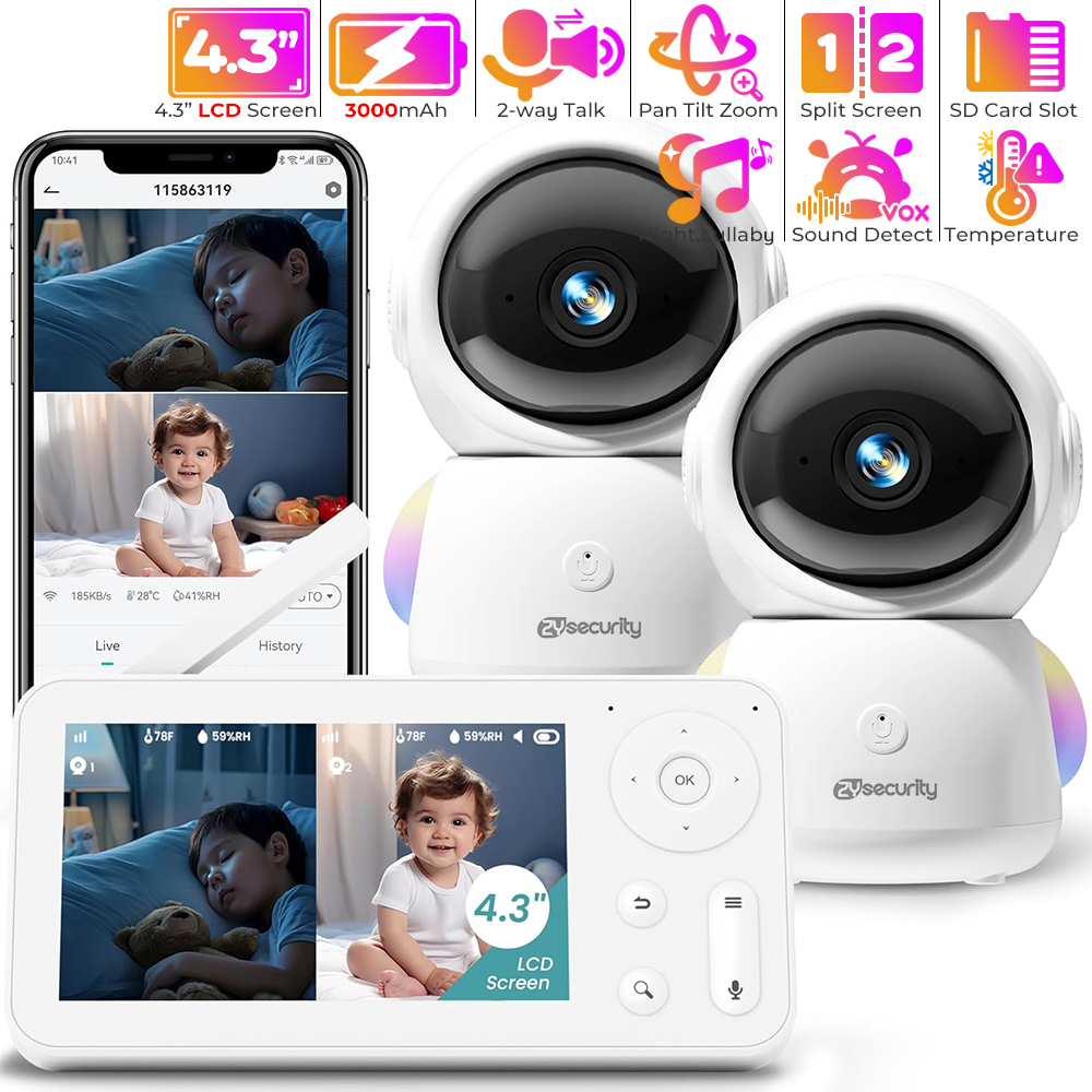 2K Baby Monitor with 2 Cameras - Audio Music Google review and price