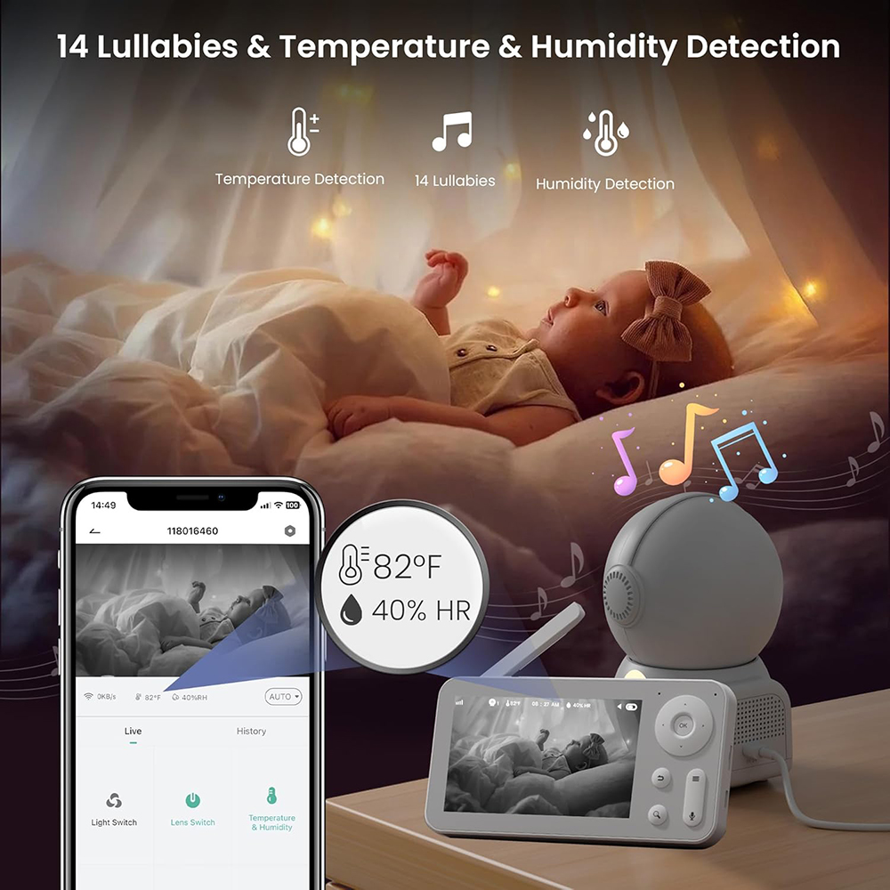 2K Baby Monitor with 2 Cameras - Audio Music Google review and price