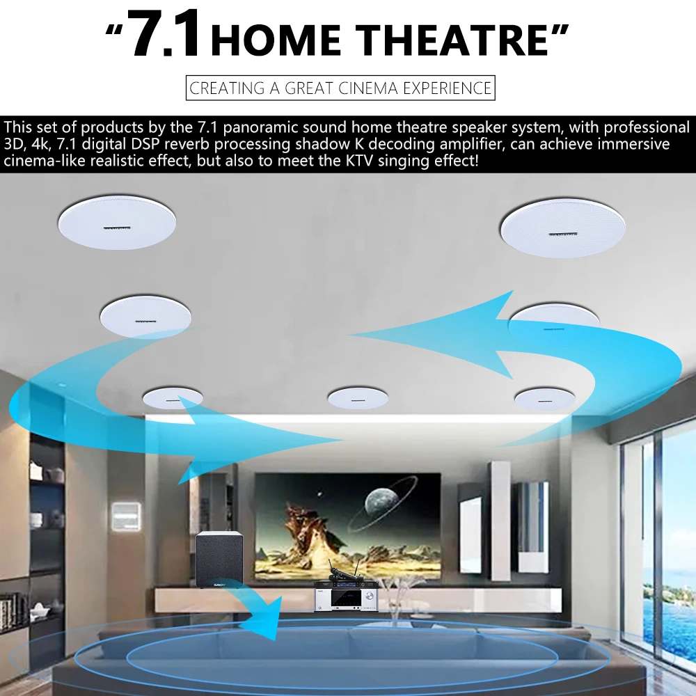 7.1 Home Theater Ceiling Speak - Audio Music Background review and price