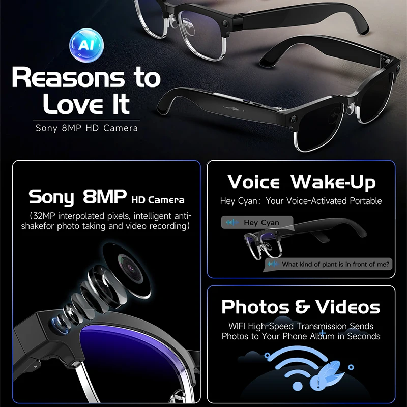 W630 Smart Glasses 800W HD Cam - Audio Music Image review and price